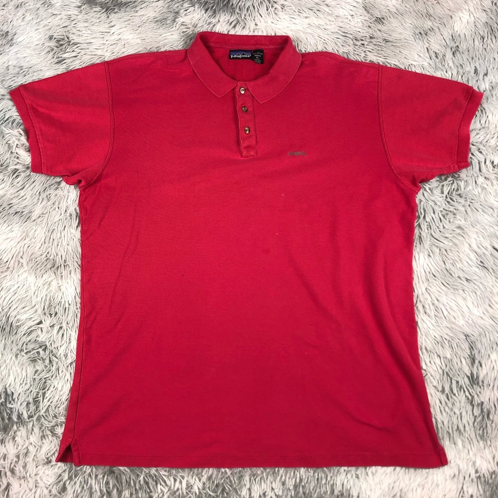 Vintage 90’s Patagonia Hot Pink Spell Out Polo XL
